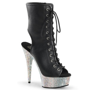 BEJ-1016-6 - 18 cm pleaser stivaletti tacco alto plateau strass argento