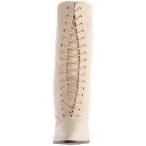 Beige 7 cm VICTORIAN-120 Stivaletti Stringati Tacco Alto Donna