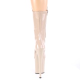 Beige Patent 20 cm FLA-1050 extrem platform high heels ankle boots