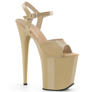 Beige Vernice 20 cm Pleaser FLAMINGO-809 Tacchi Alti Plateau