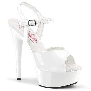 Bianche sandali pleaser con plateau e tacco 15 cm EXCITE-609