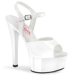 Bianche sandali pleaser con plateau e tacco 15 cm GLEAM-609