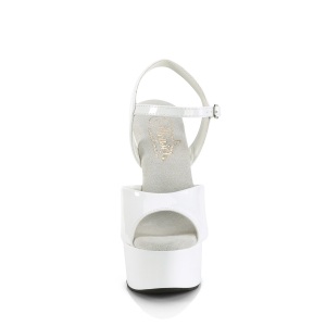 Bianche sandali pleaser con plateau e tacco 15 cm GLEAM-609