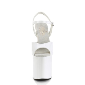 Bianche sandali pleaser con plateau e tacco 20 cm NAUGHTY-809