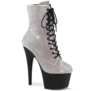 Bianche strass stivaletti pleaser con plateau e tacco 18 cm ADORE-1020RS