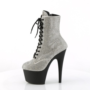 Bianche strass stivaletti pleaser con plateau e tacco 18 cm ADORE-1020RS
