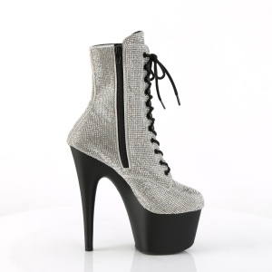 Bianche strass stivaletti pleaser con plateau e tacco 18 cm ADORE-1020RS