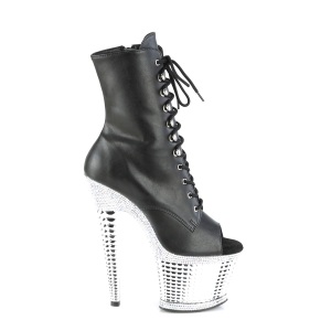 Bianche strass stivaletti pleaser con plateau e tacco 18 cm SPECTATOR-1021RS