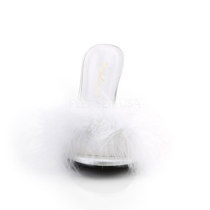 Bianco 10 cm CLASSIQUE-01F ciabatta donna con piume di marabu