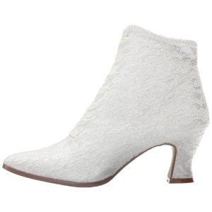 Bianco 12 cm VICTORIAN-30 Stivaletti Stringati Tacco Alto Donna