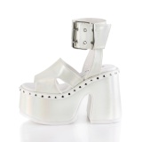 Bianco 13 cm Demonia CAMEL-102 sandali con plateau lolita