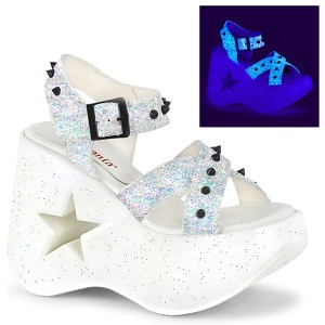 Bianco 13 cm DemoniaCult DYNAMITE-02 scarpe lolita sandali con zeppa