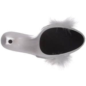 Bianco 13 cm POISE-501F piume di marabu Mules Scarpe