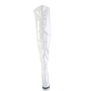 Bianco 13 cm SEDUCE-3000WC stivali sopra il ginocchio elasticizzati con gambale largo