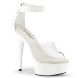 Bianco 15 cm DELIGHT-624 Sandali piattaforma con cinturini alla caviglia