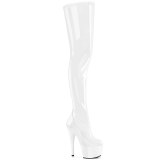 Bianco 18 cm ADORE-4000 Vinile piattaforma stivali overknee crotch alto