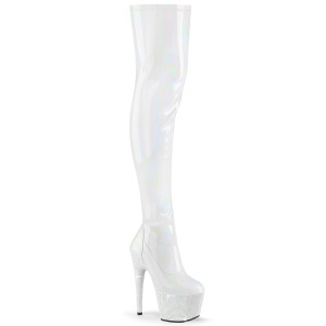 Bianco 18 cm BEJ-3000-7 Ologramma stivali overknee piattaforma exotic pole