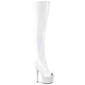 Bianco 18 cm BEJ-3011-7 Ologramma stivali overknee piattaforma exotic pole