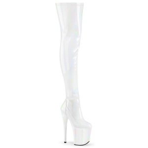 Bianco 20 cm FLAMINGO-3000HWR Ologramma stivali overknee piattaforma exotic pole