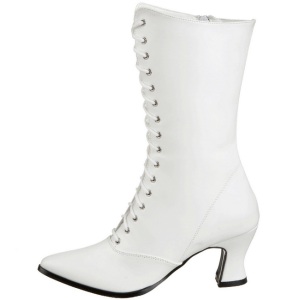 Bianco 7 cm VICTORIAN-120 Stivaletti Stringati Tacco Alto Donna