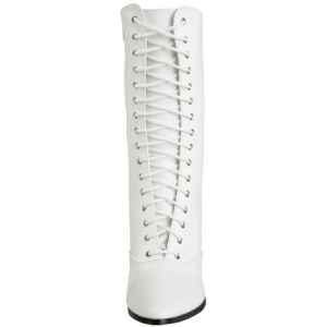 Bianco 7 cm VICTORIAN-120 Stivaletti Stringati Tacco Alto Donna