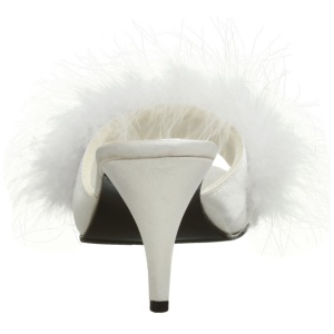 Bianco 8 cm AMOUR-03 piume di marabu Mules Scarpe