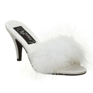 Bianco 8 cm AMOUR-03 piume di marabu Mules Scarpe
