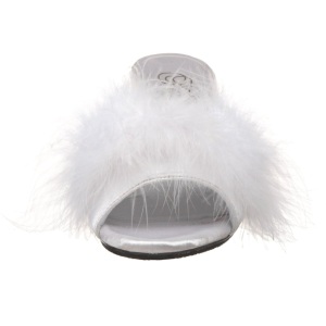 Bianco 8 cm BELLE-301F piume di marabu Mules Scarpe