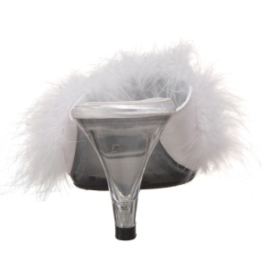 Bianco 8 cm BELLE-301F piume di marabu Mules Scarpe