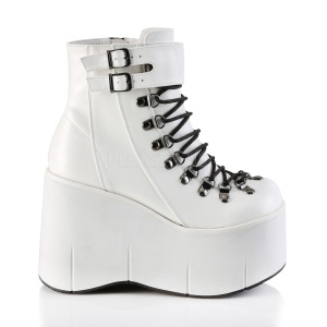 Bianco Ecopelle 11,5 cm KERA-21 stivaletti lolita con tacco zeppa