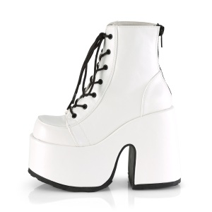 Bianco Ecopelle 13 cm DemoniaCult CAMEL-203 chunky stivaletti gotico