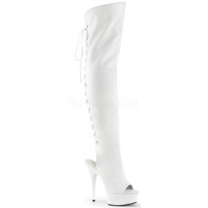 Bianco Ecopelle 15 cm DELIGHT-3019 plateau suola stivali alti lunghi con tacco