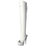 Bianco Ecopelle 15 cm DELIGHT-3019 plateau suola stivali alti lunghi con tacco