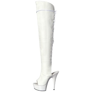 Bianco Ecopelle 15 cm DELIGHT-3019 plateau suola stivali alti lunghi con tacco