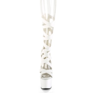 Bianco Ecopelle 18 cm ADORE-700-48 Sandali piattaforma con lacci alla caviglia