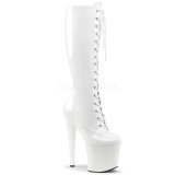 Bianco Ecopelle 19 cm TABOO-2023 stivali donna con lacci e plateau alto