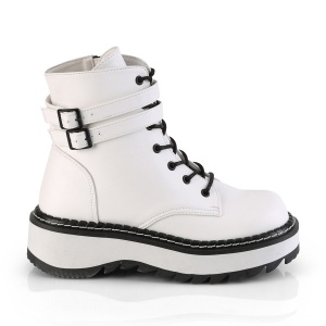 Bianco Ecopelle 3 cm LILITH-152 stivaletti demoniacult con plateau