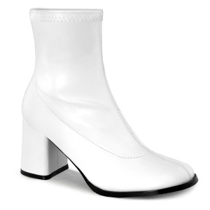 Bianco Ecopelle 7,5 cm GOGO-150 stivaletti alti con tacco spesso stretch