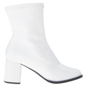 Bianco Ecopelle 7,5 cm GOGO-150 stivaletti alti con tacco spesso stretch
