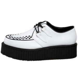 Bianco Ecopelle V-CREEPER-502 Scarpe Creepers da Uomo Plateau