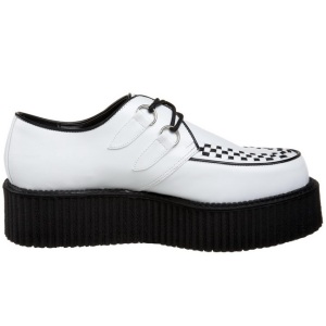 Bianco Ecopelle V-CREEPER-502 Scarpe Creepers da Uomo Plateau