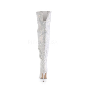 Bianco Glitter 13 cm COURTLY-3015 Stivali Alti Pleaser