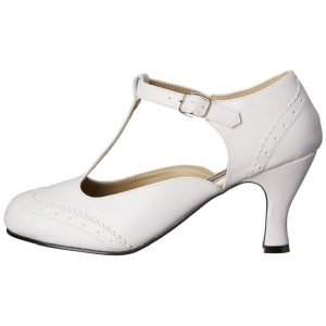 Bianco Matto 7,5 cm retro vintage FLAPPER-26 scarpe dcollet con tacchi bassi