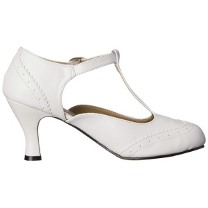 Bianco Matto 7,5 cm retro vintage FLAPPER-26 scarpe dcollet con tacchi bassi