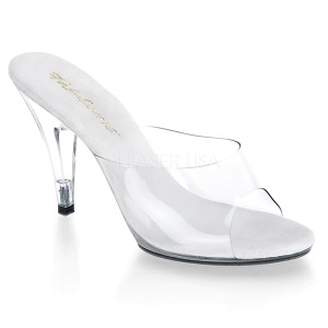 Bianco Trasparente 11 cm CARESS-401 Ciabattina Tacchi Alti