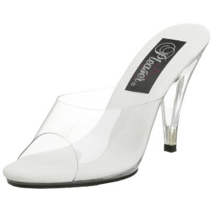 Bianco Trasparente 11 cm CARESS-401 Ciabattina Tacchi Alti