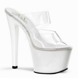 Bianco Trasparente 18 cm SKY-302 Platform Ciabattina Tacchi Alti