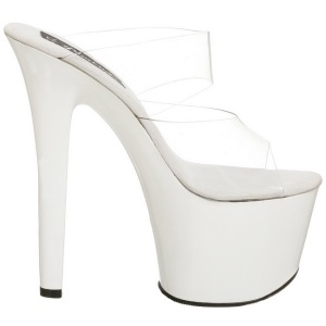 Bianco Trasparente 18 cm SKY-302 Platform Ciabattina Tacchi Alti
