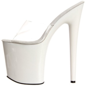 Bianco Trasparente 20 cm FLAMINGO-801 Pantofole Tacco Alto Donna