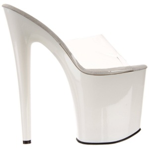 Bianco Trasparente 20 cm FLAMINGO-801 Pantofole Tacco Alto Donna